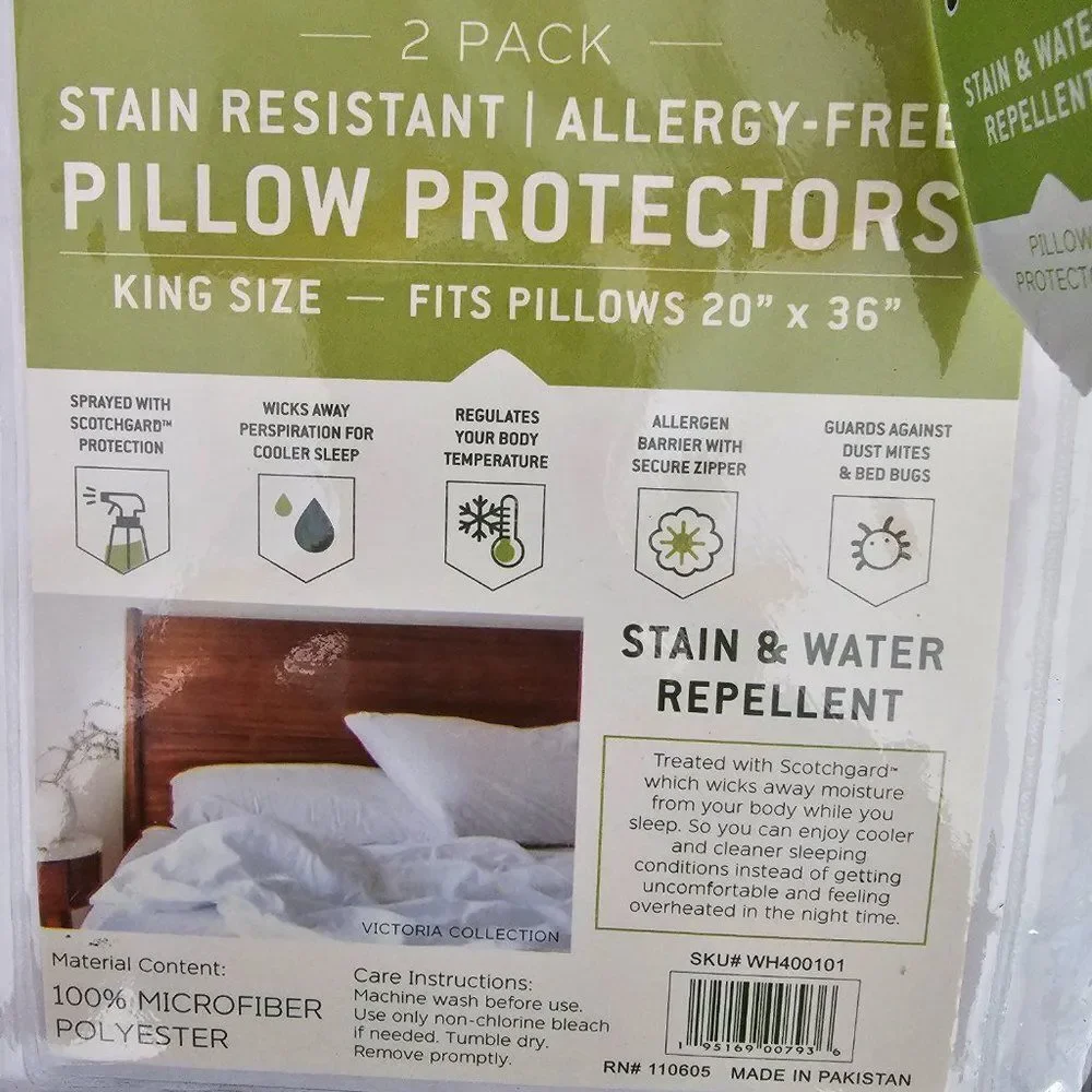 3M Scotchgard Pillow Protector Stain Resistant Allergy Free King Size Pack of 2